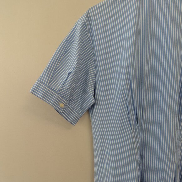Loft Striped Poplin Shirt Dress Tailored Preppy Midi Blue White - Picture 5 of 12